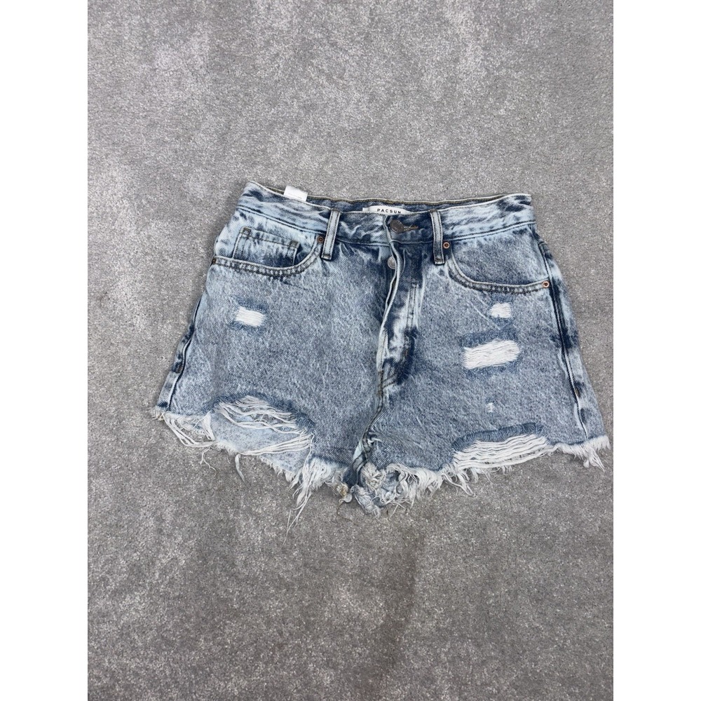 Pacsun‎ Vintage High Rise Distressed Denim Shorts Size 26 Button Fly